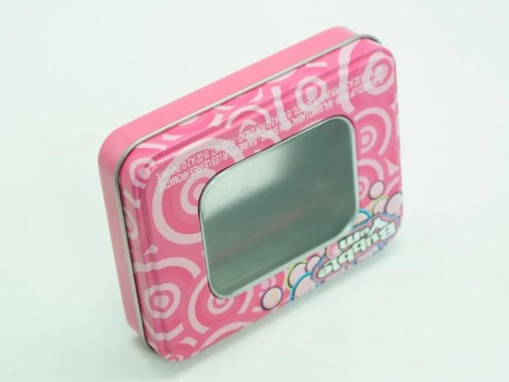 Small Pink Square Window Tin Box